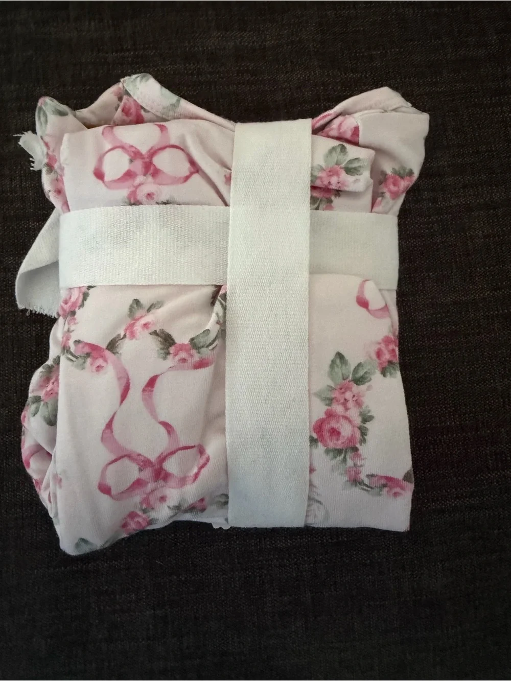 Pottery Barn Kids Pink Floral Heart Babysuit